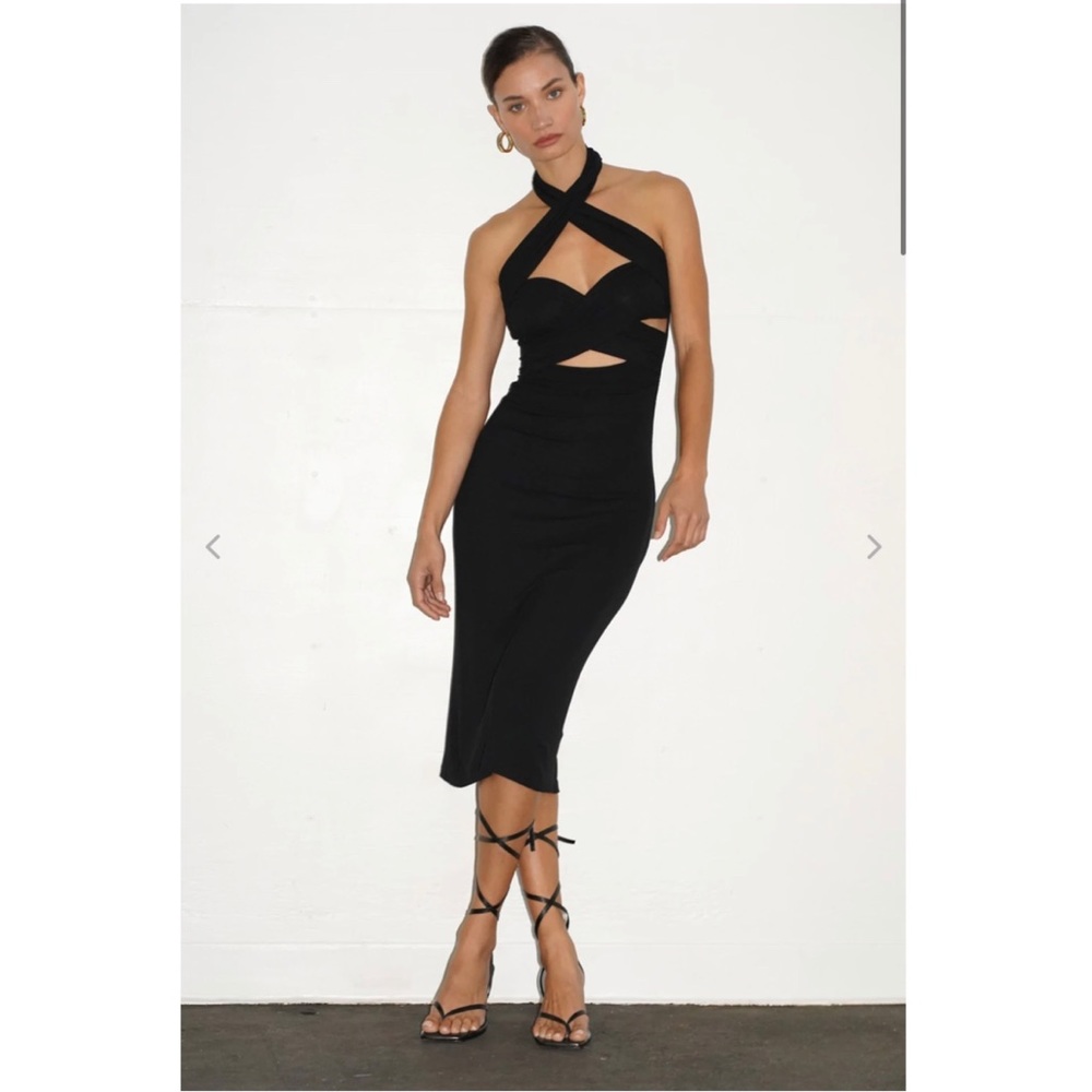 NWT LNA Endless Ribbed Midi Dress in Black
